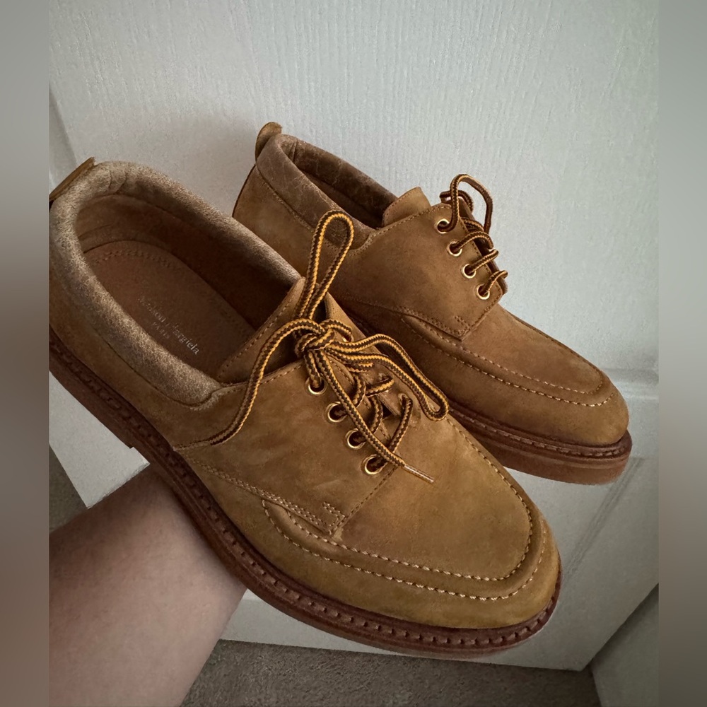 Maison Margiela Men's Tan Artist Lace-up Leather Oxford Shoes- size 40EU W9